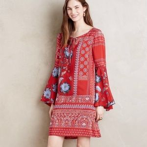 Beautiful red cocktail dress with bell sleeves